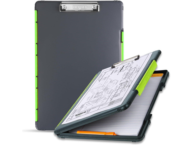 Legal Size XL Slimcase 2 Storage Clipboard, Gray with Green Clip, 15.5' x 10.5' (Pack of 6)