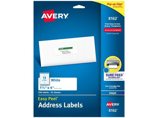Mailing Address Labels, Inkjet Printers, 350 Labels, 1-1/3 x 4, Permanent Adhesive, 5 Packs (8162)