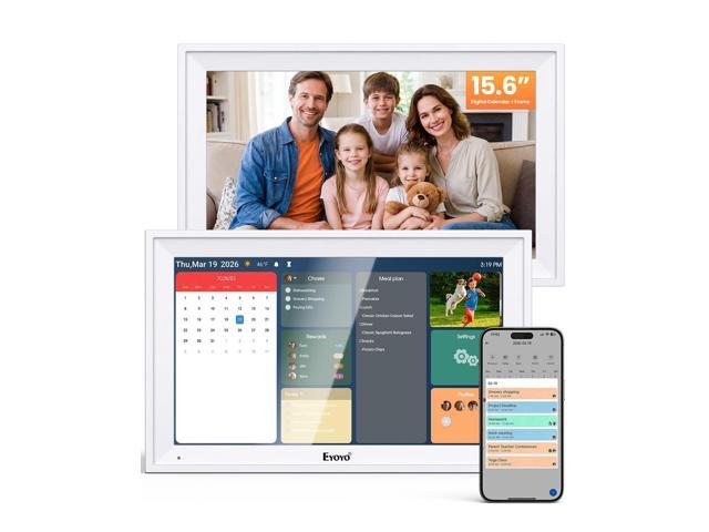 15.6' Digital Calendar Wall Planner - Smart Family Command Center Chore Chart Touchscreen, 64G Storage, WiFi Real-Time Sync Auto-Dimming Display.