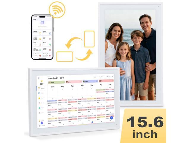 15.6' Smart Digital Wall Calendar - WiFi Family Organizer with Sync Google/Outlook/Apple Calendar, Touchscreen Meal Planner & Chore Chart, Digital...