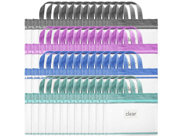48 Pcs Student Book Pouches with Handle Document Bag Sew Project Bag for Quilting Mesh Zipper Pouch File Artwork Storage Organize for A4 Files, 14...