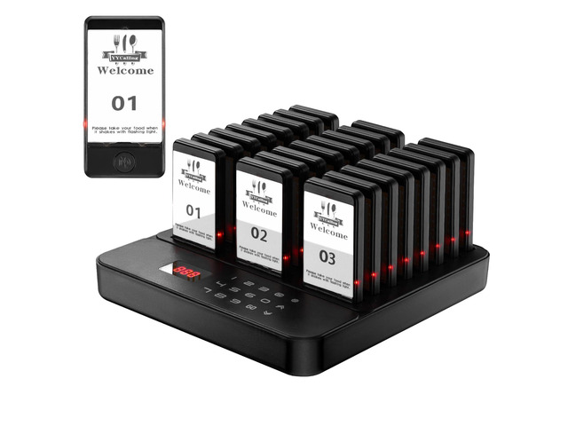 Restaurant Pager,Pagers for Restaurants 24 Guest Pagers,Buzzers Social Distancing, 98 Chanels with Vibration, Flashing and Buzzer for Food Truck,...