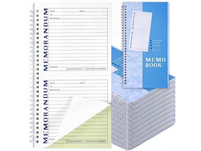 10 Pack Memorandum Book Carbon Copy Notebook Carbonless Two-part Duplicate Memorandum Forms Book Tear off Phone Message Pads for Office School Home