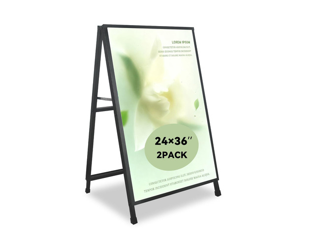 A Frame Sign 24x36 Inches Portable Sandwich Board Sign Outdoor Sign Holder Double Sided Display Easy Poster Change Perfect for Restaurants Malls...