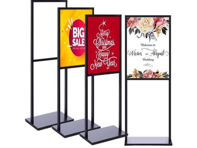 4 Pcs Sign Stand Holder, 19.6'x 27.5' Double Sided Metal Wedding Sign Stand, Heavy Duty Floor Standing Poster Holder, Outdoor Banner Stands with.