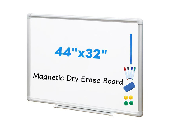 Magnetic White Board Dry Erase, 32 x 44 Inch, Dry Erase Board Aluminum Frame for Wall, Hanging Whiteboard with Detachable Marker Tray for Planning,...