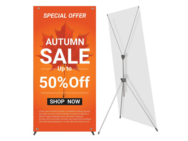 Adjustable Reinforced X Banner Stand, Fit Banner Size 23 x 63 to 32 x 78 Inches with Travel Bag 2 Pack
