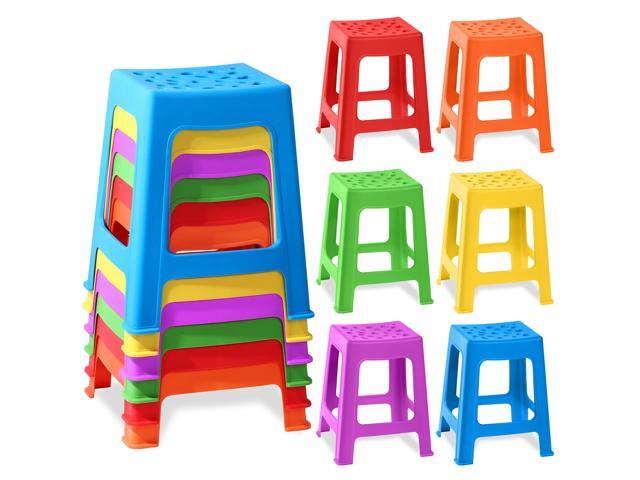 6 Pack Stackable Classroom Stools - Plastic, Nesting, Colorful, Round, Indoor/Outdoor, Flexible Seating, Decorative Chairs for Home, Office, School