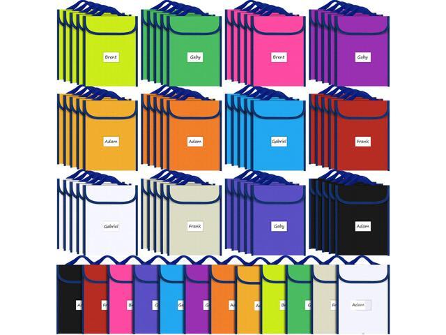 72 Pcs Book Bags for Classroom Bulk Reading Book Pouches with Name Tags Protector Pouches for Classroom Library Chair Pockets