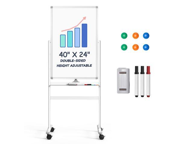 Rolling Whiteboard, 40x24 Inches Magnetic Dry Erase Board with Stand Height Adjustable, Magnetic Surface, Dry Erase, With Wheels, Good for...