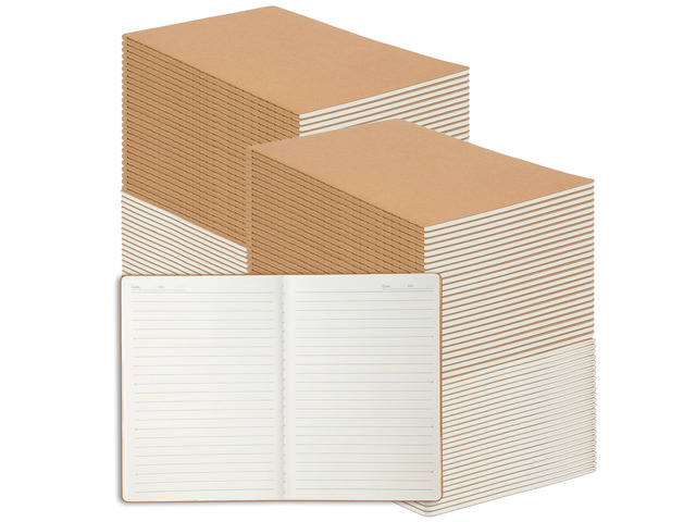 100 Pack A5 Kraft Paper Notebook Lined Journal Bulk, 8.3 X 5.5 Inch, 60 Pages/30 Sheets, 80gsm, Travel Notebook Notepad for Adult, Students, Gift,...