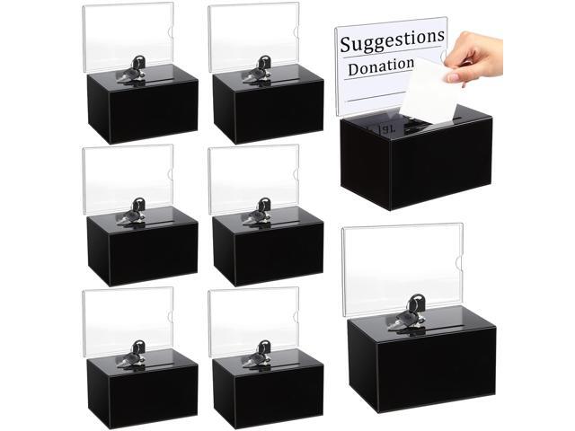 Acrylic Donation Box with Lock and Sign Holder Tip Jar Raffle Ticket Box Clear Ballot Boxes for Fundraising Voting Suggestion Collection School 6.1.