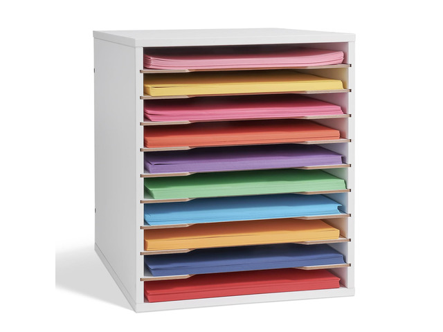 9x12 Construction Paper Organizer, 10-tier Adjustable Paper Storage Stackable File Sorter for A4 Paper, 8.5x11 Inch Desktop Organizer for Office,...