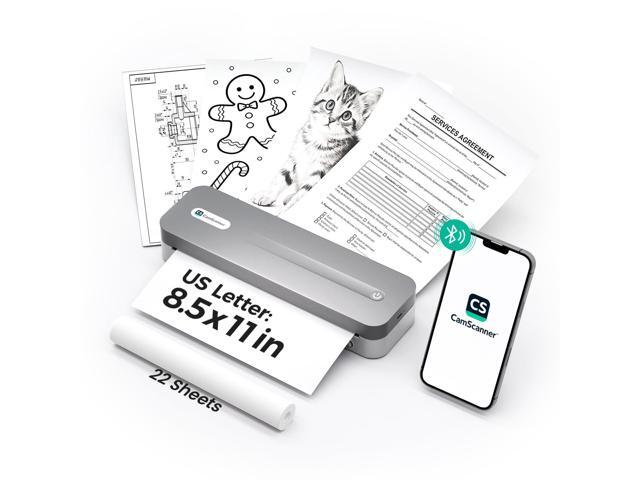 P1 Pro Portable Inkless Printer, 300 DPI Wireless Thermal Printing for iPhone Android Laptop PC, Print US Letter Documents Receipts Anywhere, for...