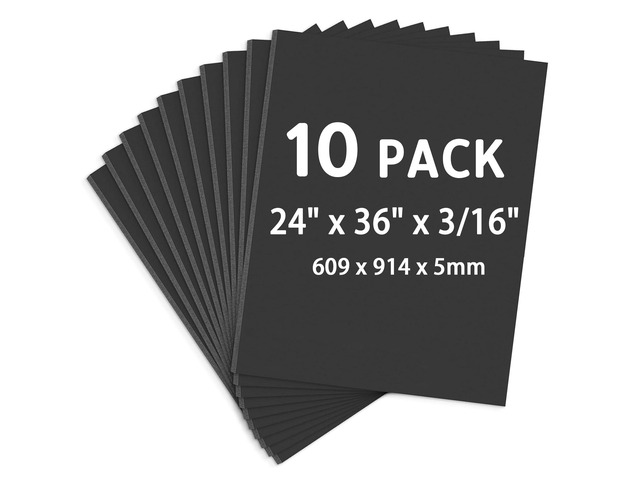 Black Foam Boards 24' x 36', 10 Pack 3/16' (5MM) Thick Foam Poster Board, Acid-Free Photo Board, Large Foam Core Boards, Foamboard Sheets for...