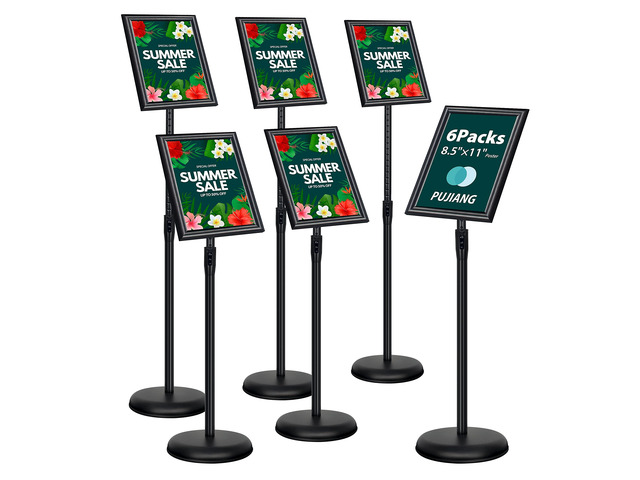 6Packs Sign Holder Stand 8.5 x 11 - Adjustable Heavy Duty Poster Sign Stands for Display 8.5 x 11 - Floor Standing Sign Holder for Vertical and...