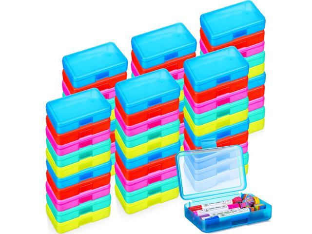 60 Pcs Hard Plastic Pencil Case Bulk 8 x 5 x 2 Inch Clear Pencil Box Utility Crayon Storage Box Multi Purpose Organizer for Pens Pencils Office.