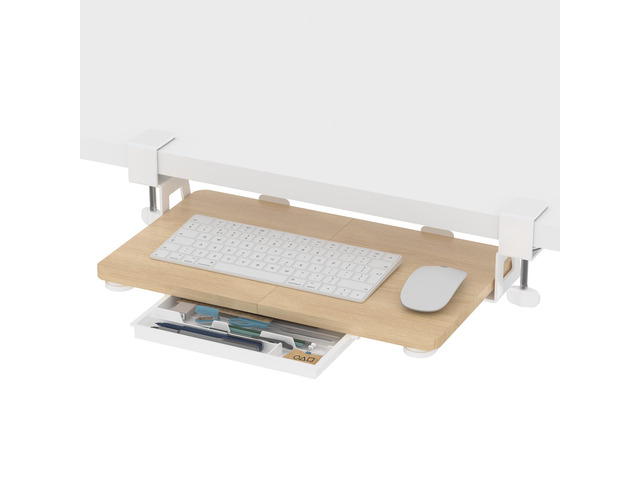 Keyboard Tray Under Desk, 19.7' X 11.81' Small Size Keyboard Drawer with C Clamp-on Mount Easy to Install, Computer Keyboard Stand Slide Pull Out,...