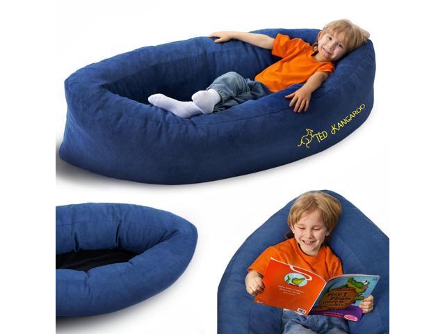 Sensory Chair for Kids Extra Plush Sensory Soft Canoe for Children Deluxe Compression Peapod Foam Dark Blue
