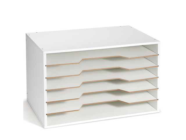 12x18 Construction Paper Organizer, 6-Tier Literature Organizer Larger Size Wooden Desktop File Organizer for Home and Classroom, Stackable and...