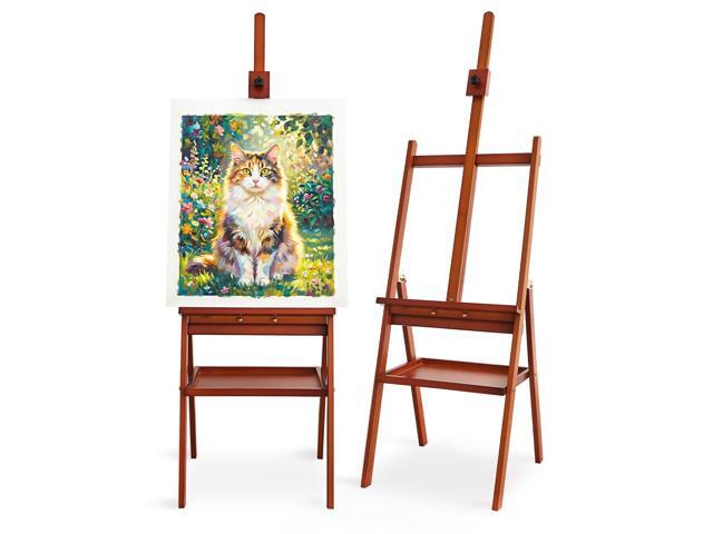 Adjustable Wooden Art Easel Stand for Painting, Solid Beech Wood Easel Stand with Storage Tray,Floor Standing Paint Art Easel for Adults,Large.