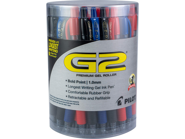 G2 Premium Gel Roller Pens, Bold Point, Gel Ink Pens, 1 mm, Tub of 36, Black, Blue, Red - Ideal for School, Journaling & Office Writing
