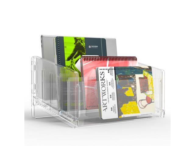 File Sorter Organizer, 5 Sections Acrylic Letter Tray 2 Pack Desk Mail Organizer Letter Holder for Envelopes, Mail, Electronics