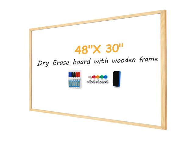 48'x30' Magnetic Wall White Board Dry Erase Whiteboard, Decorative Wooden Frame