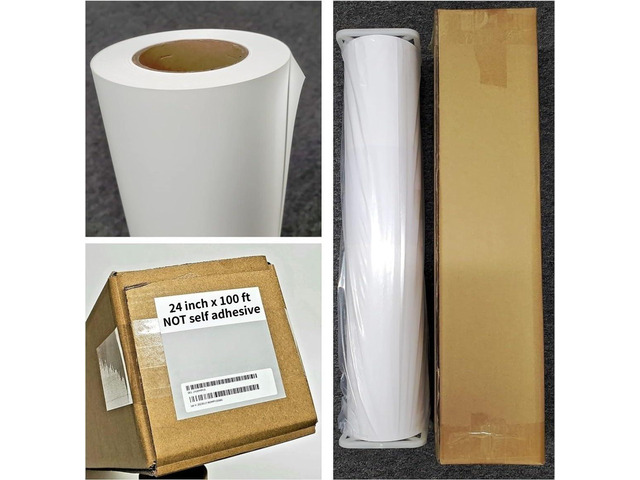 1 x 24 inch x 100 ft Matte Polypropylene Banner roll (NOT self adhesive) film poly Vinyl Waterproof 2 inch core, Wide Format Inkjet print poster...