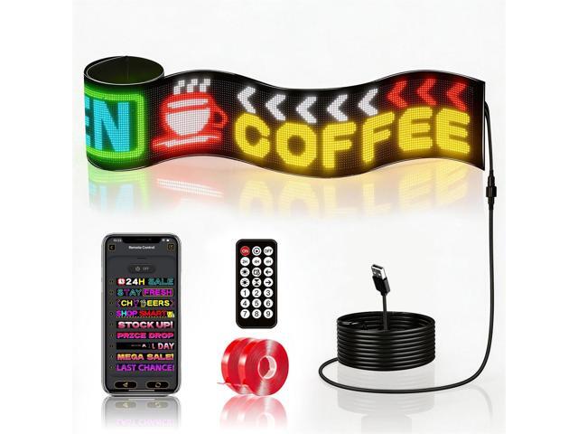 Scrolling LED Sign: Custom Text LED Display 35.4' x 7.6' - USB LED Advertising Sign - Programmable LED Sign - for Business Party Birthday Decorations
