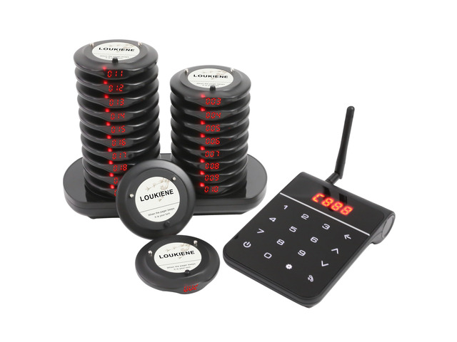 Pagers for Restaurants, Restaurant Paging System, 20 Coaster Pagers and Beepers with Vibration Flash Buzzer Mode for Church Nursery Club Hospital...