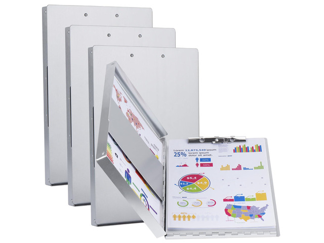 Aluminum Clipboard with Storage and Clip Recycled, 4 Pack Clipboard Folders, Sturdy Letter Size Recycle Metal Form Holder for Business Office...