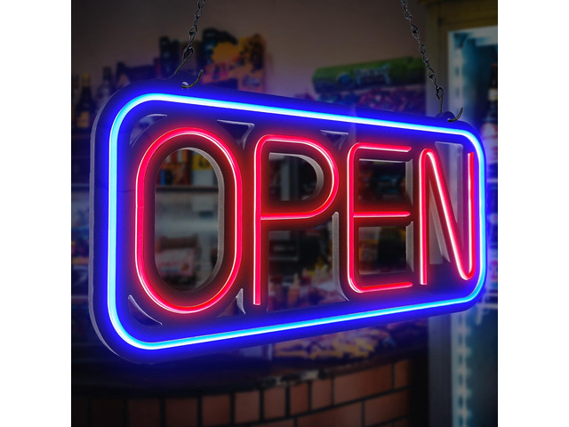 Open Signs for Business,32x16 inch Large Bright Open Sign Neon Led Lighted,Remote Control & Flashing Mode for Window Door Bar Coffee Salon...