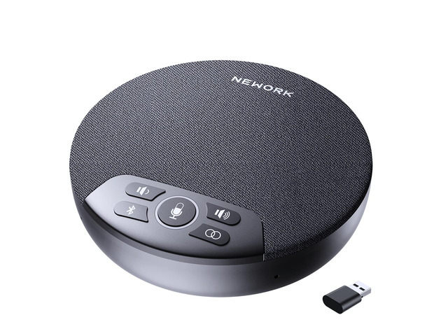 FreeChat Speakerphone, Conference Speaker with 4 Mics, 360° Enhanced Voice Pickup AI Noise Reduction, AI Echo Cancellation, Auto Volume Balance,...