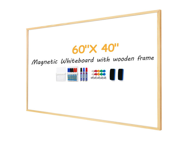 60'x40' White Boards Dry Erase Whiteboard with Solid Wood Frame Decorative, Large Magnet, Modern Farmhouse, For Office, School, Home & Studio