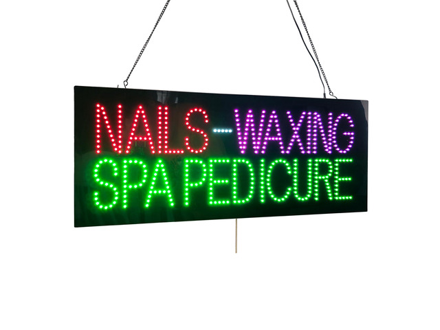 Nails Waxing Spa Pedicure Sign, 32'x13', Commecial Display for Nail Salon, Beauty Spa, Hair Waxing Studio, High Brightness, Multiple Light Flashing...