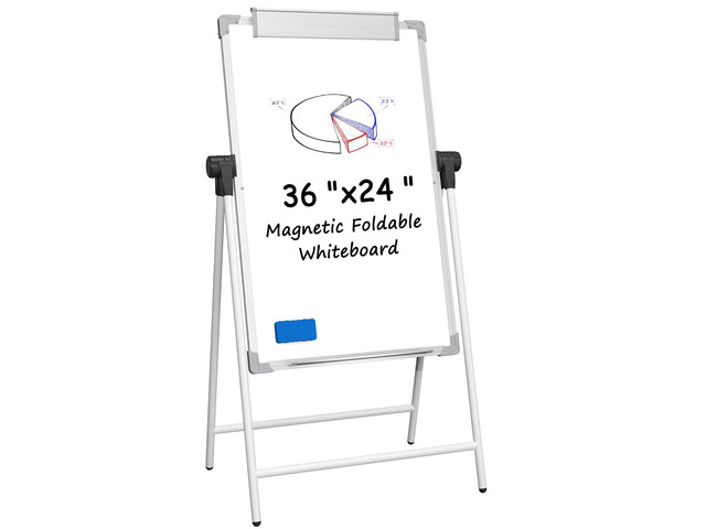 Magnetic Easel Whiteboard, Double-Sided Dry Erase Board Withstand Aluminum Alloy Frame, Portable Standing Whiteboard with Marker Tray for Office,...