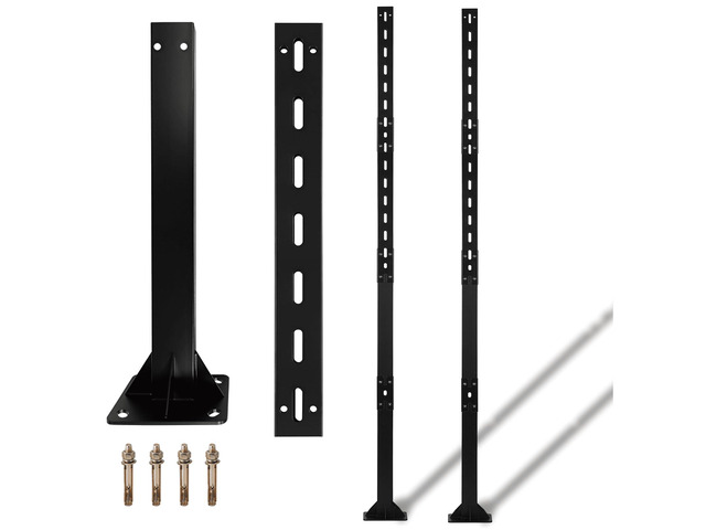 2 Pcs 6' Heavy-Duty Bolt Down Sign Post with Base, Plinth-mounted Metal Holder with Pre-Drilled Holes, Base-plate Mounted Pole for Parking Traffic...