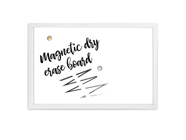 Magnetic Dry Erase Board, Whiteboard, 24' x 36', White Frame Resists Ghosting & Stains, Pin Notes & Photos, Magnetic Board with Built in Marker...