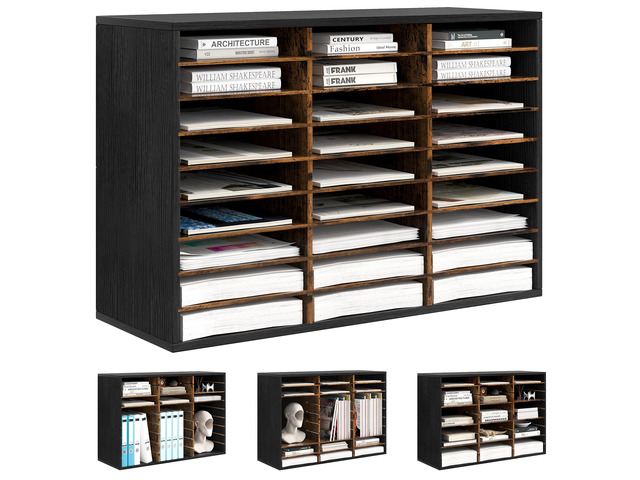 Classroom Mailbox 27 Slots with Removable Shelves, Black/Rustic Hold 13500 Sheets Paper, Heavy Duty, Easily Assemble, Teacher Student...