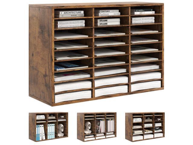 Classroom Mailbox 27 Slots with Removable Shelves, Rustic Brown Hold 13500 Sheets Paper, Heavy Duty, Easily Assemble, Teacher Student...