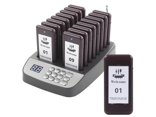 16 Pagers Wireless Restaurant Pager System 500ft Range Calling Waiting Customers Wireless Paging System, Vibration Flash and Buzzer for Cafe Food...
