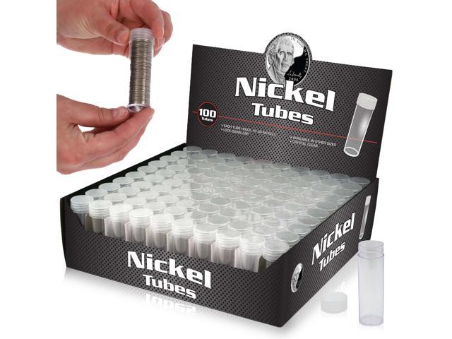 Coin Tubes for US Nickels - 100ct Durable Plastic Tube Coin Holders Coin Collecting Supplies Nickel Coin Tubes Coin Storage Tubes with...