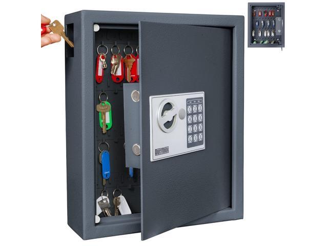 40 Keys Cabinet with Digital Lock - Electronic Key Safe, Steel Lock Box with Drop Slot for Key Returns and Safe Storage - Wall Mountable Key Lock...