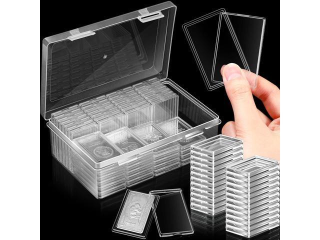 400 Pcs 1 oz Silver Bar Holder Case, Clear Acrylic Capsules with Storage Box, 1 Ounce Gold Bar Holder for Bullion Storage, Collectors, Investors