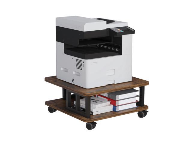 Mobile Printer Stand, 2-Tier Large Printer Shelf for Laser 3D Printer Office Machine with Storage, 23.6'x23.6' Wood Printer Cart Under Desk Rack.