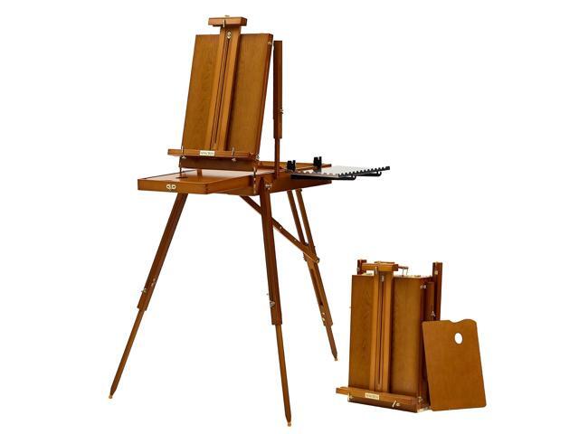 French Easel for Painting, Deluxe Beech Wooden Field & Studio Sketchbox Easel Stand with Metal Side Tray, Portable& Easy Transport for Painting...