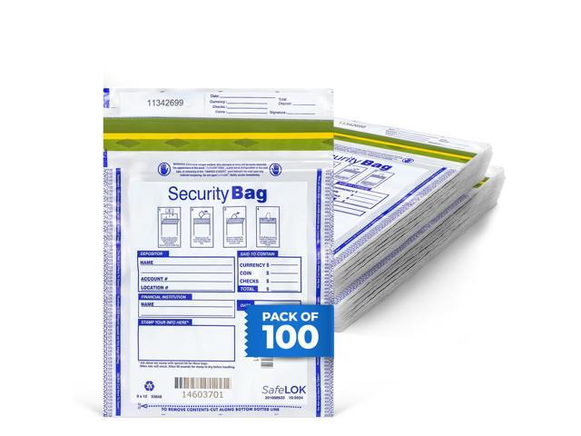 Opaque Bank Deposit Bags Tamper-Evident Cash Deposit Bag for Cash & Valuables Tear-Off Receipt Heavy-Duty 9' x 12' 100 pcs ABC Check.