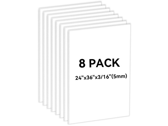 8PACK White Foam Board 24x36×3/16 inches,5MM Poster Board Foam Core Board for School Projects Crafting and Art Displays Durable Lightweight Easy to...