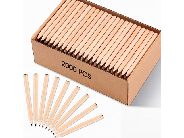 Golf Pencils Bulk Half 2 HB 3.5 Pre Sharpened Hexagonal Yellow Wood Mini Pencils for Party Favors Kids School Classroom Office Supplies(2000 Pcs)